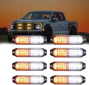 EYPINS 8x12LED Surface Mount Strobe Light Kit, Amber/White 22 Flashing Modes Strobe Lights, Waterproof Grill Grille Emergency Warning Lights for 12V/24V Trucks, Cars, RVs, Vans, etc