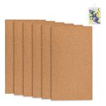 6 Pack Cork Bulletin Board,1/2" Thick Cork Boards Frameless Cork Tiles,Self-Adhesive Corkboards Wall Decor Cork Board Tiles with 50 PCS Pushpins for Office, School and Home(17 x 8 Inch)