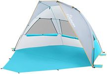 WolfWise 3 Person Portable Beach Tent UPF 50+ Sun Shade Canopy Umbrella with Extendable Floor, Blue