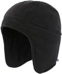 Home Prefer Mens Womens Warm Fleece Beanie Earflap Winter Hat Outdoor Winter Cap, Black, Large