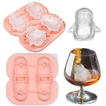 Orapink Silicone Ice Cube Tray with Funnel-Type Lid, 3D Fun Penguin Shaped Novelty Ice Cube Tray for Whisky, Wine, Juice