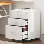 Need 3 Drawer Wood Mobile File Cabinet with Lock,Rolling Filing Cabinet for Letter/A4 Size for Home Office,White 10CZSSFC04WT-2-ND