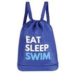 PHILLIN Swimming Bag for Kids I Drawstring Bag with Shoe Compartment I Sports Bag with Adjustable Shoulder Strap I Swimming Bag for Girls and Boys I String Bag Cartoon Print Shoulder Bag - Blue