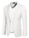 COOFANDY Mens Casual Sports Coat Slim Fit Lightweight Blazer Jacket Single Breasted Suit Coat (White M)