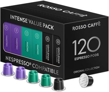 ROSSO CAFFÈ 120 Espresso Coffee Pods for Nespresso Original Machines - Value Intense Pack of Rich and Bold Capsules, 3 Premium Dark Roasts Flavors (Intensity 9-12)