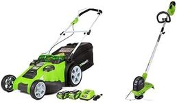 Greenworks 40V 20" Dual Blade Cordless (Push) Lawn Mower + 12" String Trimmer (75+ Compatible Tools), 4.0Ah + 2.0Ah Battery and Charger Included