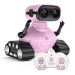 ALLCELE Girls Robot Toy, Rechargeable RC Robots for Kid, Remote Control Toy with Music and LED Eyes, Gift for Children Age 3 Years and Up - Pink