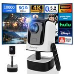 COVVY Retractable Projector with Pan-Tilt,Full HD 1080P Home Theater Video Projector with WiFi & Bluetooth,Support 4K,Portable Outdoor Home Cinema for Android/Smartphone/Tablet/PC/TV Stick(White)