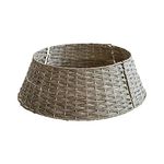 belupai Wicker Christmas Tree Skirts Collar Rings, Artificial Rattan Christmas Tree Skirt Stand Farmhouse Xmas Tree Collar for Artificial Christmas Trees Decoration(Gray,L)