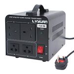 LVYUAN 1500VA 220V - 110V Step Up & Step Down Voltage Transformer Converter UK to US & US to UK Dual 110V & 220V outlets