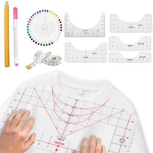 10 Pieces Tshirt Ruler Guide for Vinyl Alignment,Round Ruler for Alignment Measurement Template,Craft Sewing Supplies Accessories Tools,T-Shirt Alignment Tools for Cricut Heat Press