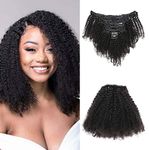 Dsoar 20 inch Kinky Curly With 18 Clips 8A Remi Human Hair Clip in Extensions 8Pcs/Set Afro Kinky Curly Double Wefts For Black Women Natural Color 120 Grams/Set