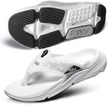 PCSsole Plantar Fasciitis Sandals for Men - High Arch Support Flip Flops with Comfort Cushion & Rubber Sole - Recovery Thong Orthotic Sandals for Foot Pain - Flat Feet - Arch Pain - Heel Pain