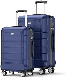 SHOWKOO Juego de Maletas de Viaje 2 Piezas Rígidas ABS+PC Ampliable Set Maleta Trolley Cabina Ligero Duradero con 4 Ruedas Dobles Giratorias y Cierre TSA (M L- Azul)