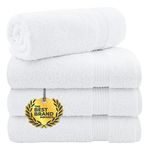 Hotel & Spa Quality 100% Turkish Genuine Cotton, Absorbent & Soft Decorative Luxury 4-Piece Bath Towel Set by United Home Textile, Snow White