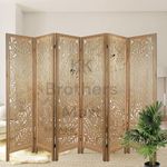 KK Brothers Mart Wooden Room Partition for Living Room | Wooden Screen Separator | Wooden Room Wall Divider | Wooden Hall Partition Furniture for | Bedroom | Office | Restaurant (6 Panel)