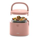 GreenLife 20oz Electric Lunch Box Food Warmer, PFAS & PFOA-Free Ceramic Interior, Portable for Travel & Office, Spill-Proof Lid, Removable Bowl, Dishwasher Safe, Dusty Rose