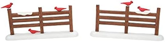 Department 56 Village Accessories Cardinal Christmas Fence Figurine Set, 2.5 Inch, Multicolor