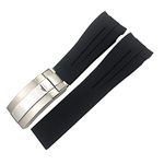 CYSUE Rubber Strap 20mm 21mm Fit for Rolex Deepsea Sea-Dweller Submariner Waterproof Sports Silicone Watch Strap (Color : Black Black, Size : 21mm)