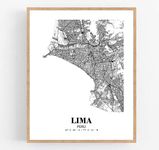 Eleville 8X10 Unframed Lima Peru City View Abstract Road Modern Map Art Print Poster Wall Office Home Decor Minimalist Line Art Hometown Housewarming wgn377