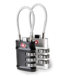 Travelon Set of 2 TSA Accepted Cable Locks, Classic Combo, 1.25”W x 3.375”H x 0.6”D