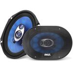 Pyle, Car Speaker, 6”x9” Car Sound Speaker (Pair), Upgraded Blue Poly Injection Cone 4-Way 400 Watts w/ Non-fatiguing Butyl Rubber Surround 50-20Khz Frequency Response 4 Ohm & 1.25” ASV Voice Coil