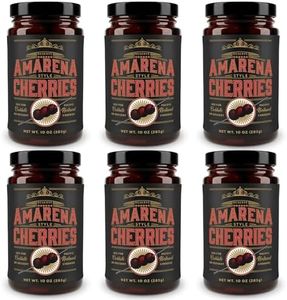 Cocktail Amarena Cherries in Syrup, 10oz (30+ Count)-Pack of 6 - Premium Whiskey Bourbon Cocktail Garnish - Black Cherries for Old Fashioned, Manhattan and Desserts, Made in USA - Whiskey Gifts for Men Dads-(Pack of 6)