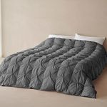 zzlamb Grey Pinch Pleat Goose Down Comforter for All Season, Imported French Craftsmanship, Soft Egyptian Cotton with Corner Tabs, Twin Size 68'' x 90''