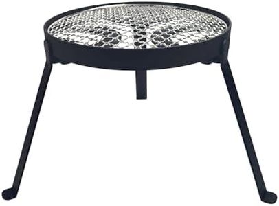 YBTMG Folding Campfire Tripod with 304 Stainless Steel Grill, Heavy Duty Cast Iron Camping Stand for Cooking Dutch Oven for BBQ Picnic Hiking Fishing Travel