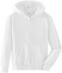 Spring&Gege Youth Solid Full Zipper Hoodies Soft Kids Hooded Sweatshirt for Boys and Girls Size 11-12 Years White
