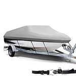 Trailerable Boat Cover, Waterproof Heavy Duty 420D UV Resistant Boat Cover Fits Bayliner Tri-Hull V-Hull Fishing Runabout Boat (Color : GRAY, Size : 11 13FT)