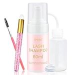 Lash Shampoo for Eyelash Extensions, Lash Cleanser Foam for False Strip Lashes, EMEDA Eyelash Extension Cleanser Kit with Brush, Remove Makeup, Oil Free, Professional and Home Use, 60ml/2fl.oz