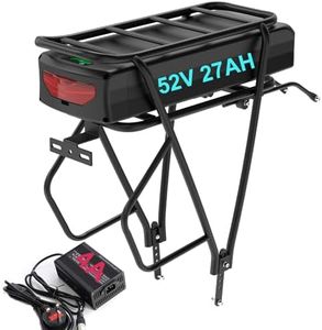 Unit Pack Power Rack ebike battery 52V 27AH long range waterproof lithium battery with Rack, charger, USB port for 2000W 1500W 1000W 750W 500W