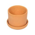 Village Decor Terracotta Cylinder Shape Pot with Bottom Tray|Indoor and Outdoor pots for Repotting with Drainage Hole at Bottom|Height - 5.75 inc