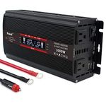 Yinleader Power Inverter 1500W/3000W(Peak) DC 12V to 110V AC Converter with Intelligent LCD Display Dual AC Outlets Dual USB Charger for RV Caravan Truck Laptop(Black)