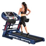 PowerMax Fitness Marvel MTM-1000M Captain America Edition (4HP Peak) Smart Folding Electric Treadmill with Manual Incline, MP3, Speaker, Exercise Machine for Home Gym and Cardio Training - Blue