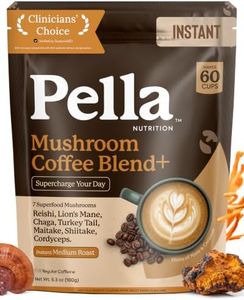 Organic Mushroom Instant Coffee (60 Servings) with 7 Superfood Mushrooms, Great Tasting, Includes Lion's Mane, Reishi, Chaga, Cordyceps, Shiitake, Maitake, and Turkey Tail