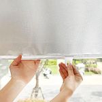 Blackout Roller Blind with Suction Cup,Sunshade Curtain Blackout Suction Cup Sun Shade Retractable No Drilling,Window Sun Protection Privacy Screen,for Car Balcony Office (50×125cm/20×49in,Silver)