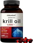 NatureBell Antarctic Krill Oil 1000mg Supplement, 240 Softgels, Natural Source of Omega-3s, EPA, DHA and Astaxanthin - No Aftertaste - Support Heart Health, Mercury Free & Non-GMO