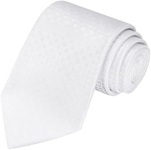 KissTies 63'' XL Solid Extra Long Tie Wedding Necktie + Gift Box - White - One Size