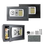 Safebox for Home, High Security Safes Medium 8.5L Strong Steel Lock Safe with 4cm Door, Electronic Safe Box with 2 Opening Ways for Cash Jewelry Documents, Grey