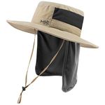 Bassdash UPF 50+ Sun Fishing Hat Water Resistant with Detachable Neck Flap, Highland Khaki