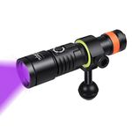 ORCATORCH D530V Scuba Diving Video Light with 395NM LED UV Blacklight, 70° Wide Beam Angle, Underwater 150 Meters Diving Photography Light