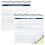 Yeaqee 2 Pcs Invoice Book for Small Business Bill Book,2 Part Carbonless Bill for Services Rendered Book, Spiral Bound, 8.5 x 8.25 Inches, 50 Sheets Per Book