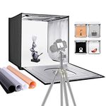 NEEWER Photo Studio Light Box, 20” x 20” Shooting Light Tent with Adjustable Brightness, Foldable and Portable Tabletop Photography Lighting Kit with 80 LED Lights and 4 Colored Backdrops