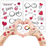 Everjoy Realistic Infinite Love Heart Temporary Tattoo Stickers - Waterproof Valentines Love Arrow, Party Favors, Themed Decorations and Gifts