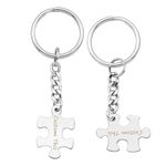 PiercingJak 2pcs Personalized Couple Puzzle Piece Matching Keychain Custom Text Name Couples Set Keychain Long Distance Relationship Valentine Gift