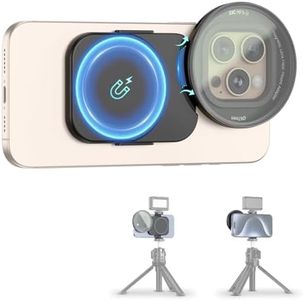 67mm Phone Lens Filter Adapter Mount for iPhone 16 15 14 Pro Max Plus, Double-Sided Magnetic Phone Lens Filter Ring with 1/4-20" Screw & Cold Shoe Mount Pull-Out to fit 16 15 Pro Max for ND UV CPL