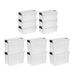 Sterilite 30 Quart (6 Pack) & 18 Quart (6 Pack) Clear Plastic Stackable Storage Container Bin Box Tote with White Latching Lid Organizing Solution