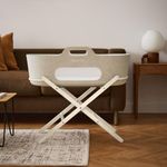 SnuzBaskit Moses Basket with Mattress & Folding Stand Bundle, Breathable Mesh Windows, Travel Crib, Suitable for Newborn to 6 Months, Stylish & Versatile for Home or Travel, Barley & Cashmere